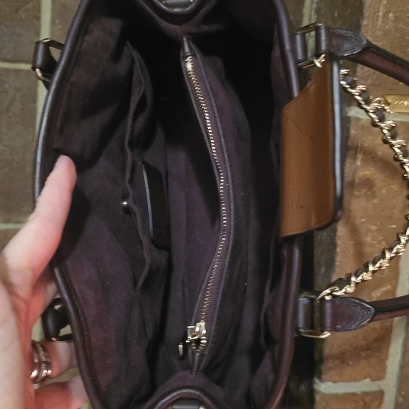 Coach Margot Patent Leather Carryall Crossbody Satchel Black Purple - Picture 10 of 10